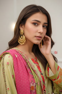 Lime Green Festive Kurta Set with Dupatta - Navvi.in