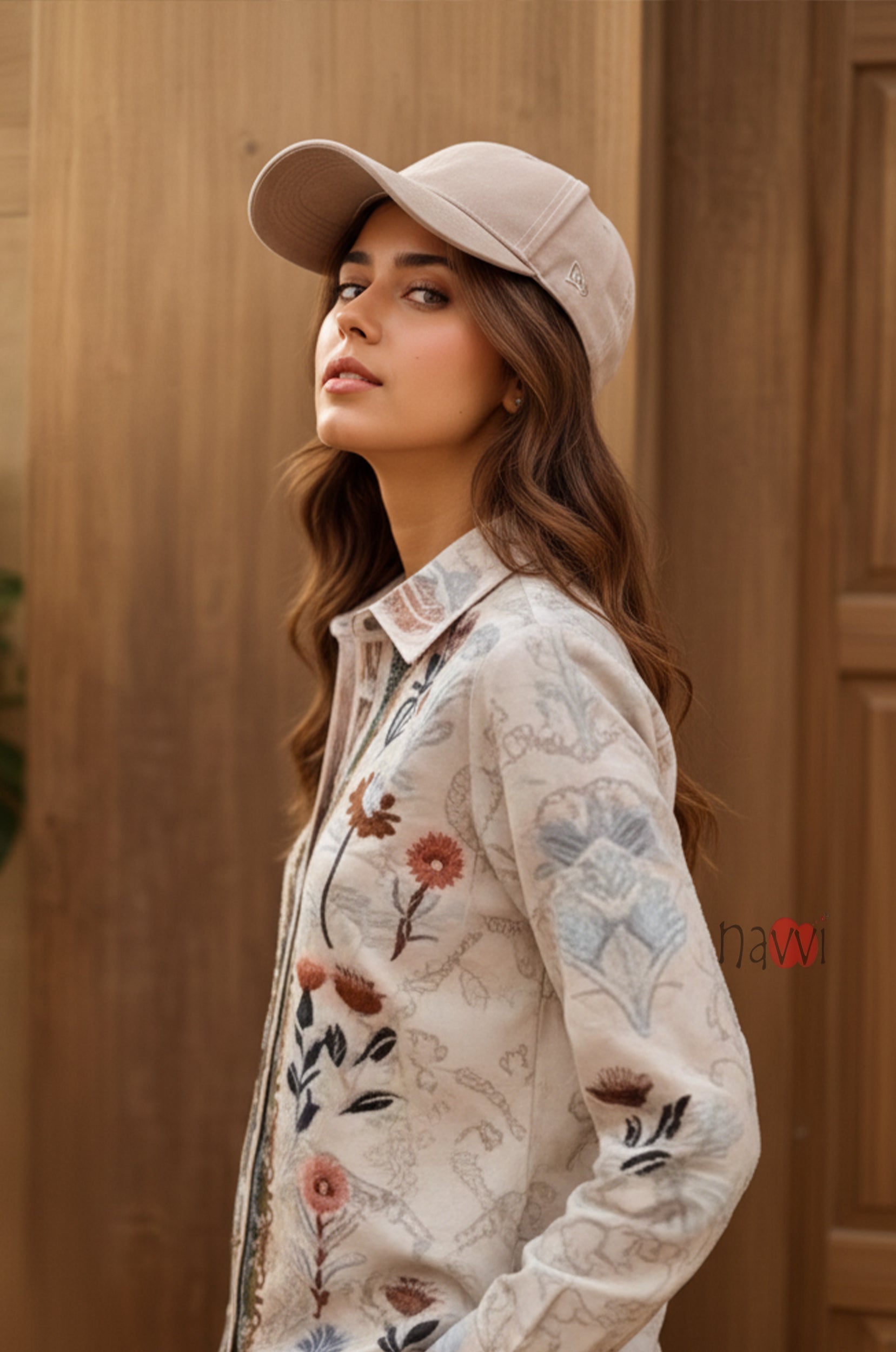 Ivory Meadow Floral Printed Pure Linen Shirt Top