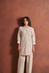 Beige Embroidery Co - Ord Set With Matching Pants - Navvi.in