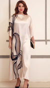 Beige Wavy Kaftan Dress - Navvi.in