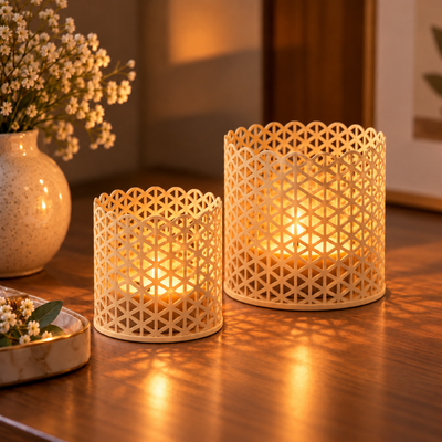 Decorative Lattice Candle Holders Set of 2