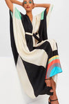 Belted Satin Silk Kaftan Dress - Navvi.in