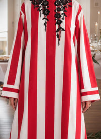 Red & White Striped Long Kurta