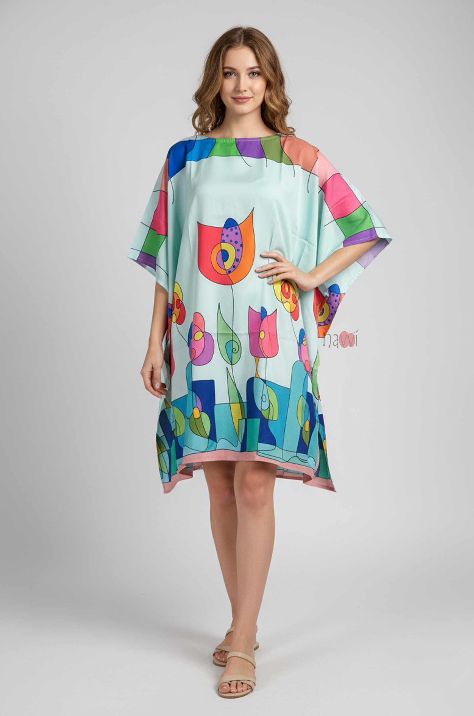 Abstract Floral Art Kaftan Dress