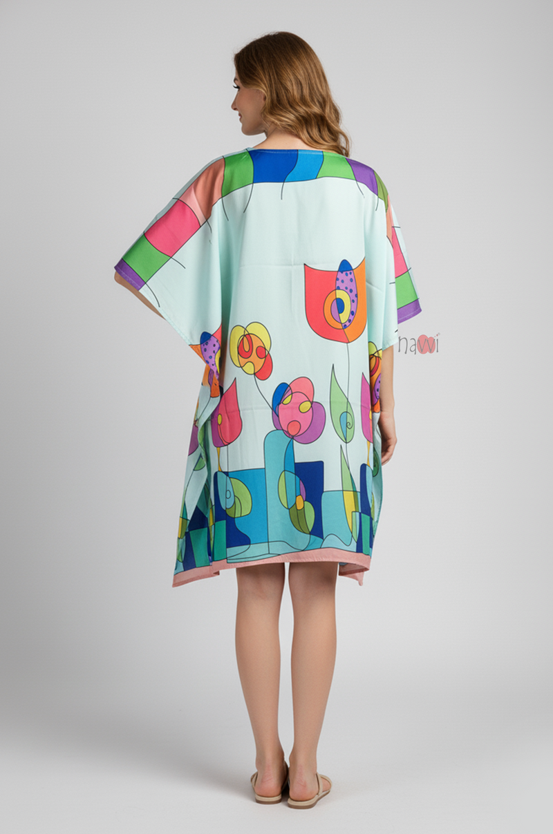 Abstract Floral Art Kaftan Dress