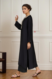 Signature Black Embellished Long Kurta Set– Luxe Occasion Wear