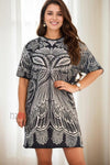 Black and White Printed Dress - Navvi.in