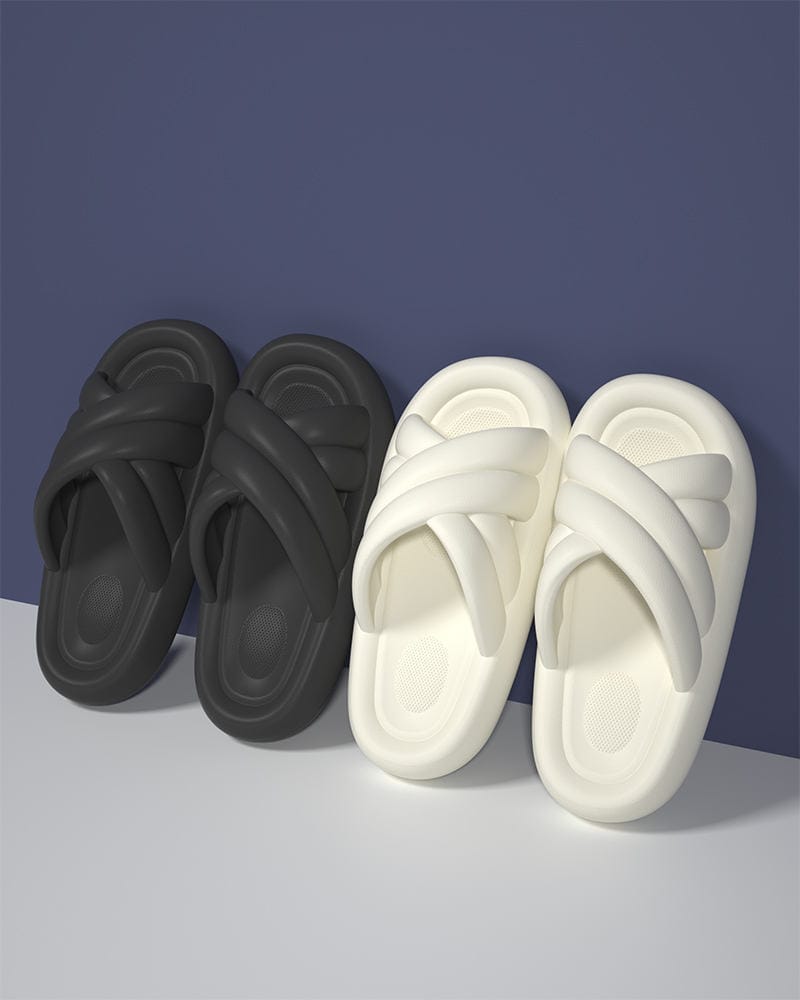 Black Cross Anti - slip Women Sliders - Navvi.in