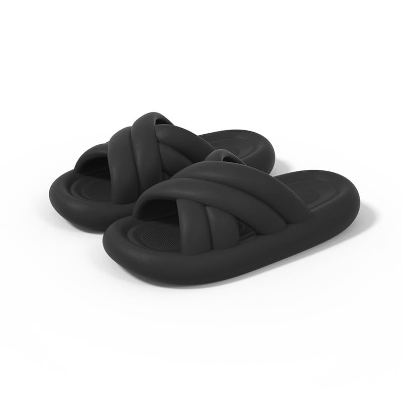 Black Cross Anti - slip Women Sliders - Navvi.in