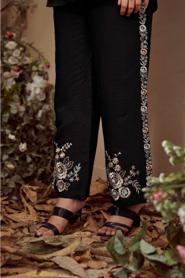 Black Intricate Embellishment Co - ord Set - Navvi.in