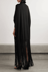 Black Kaftan Dress With Long Fringe - Navvi.in