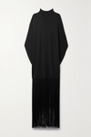 Black Kaftan Dress With Long Fringe - Navvi.in