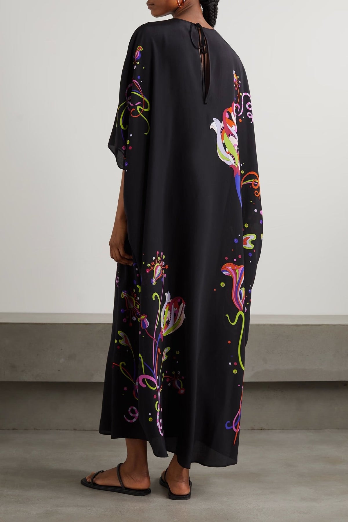 Black Neon Splash Kaftan Dress - Navvi.in