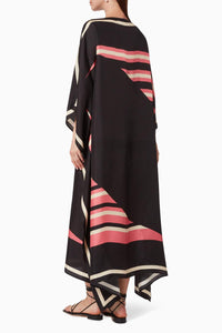 Black Silk Crepe Kaftan Dress - Navvi.in