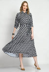 Black & White Satin Dress - Navvi.in