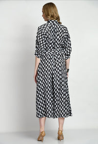 Black & White Satin Dress - Navvi.in