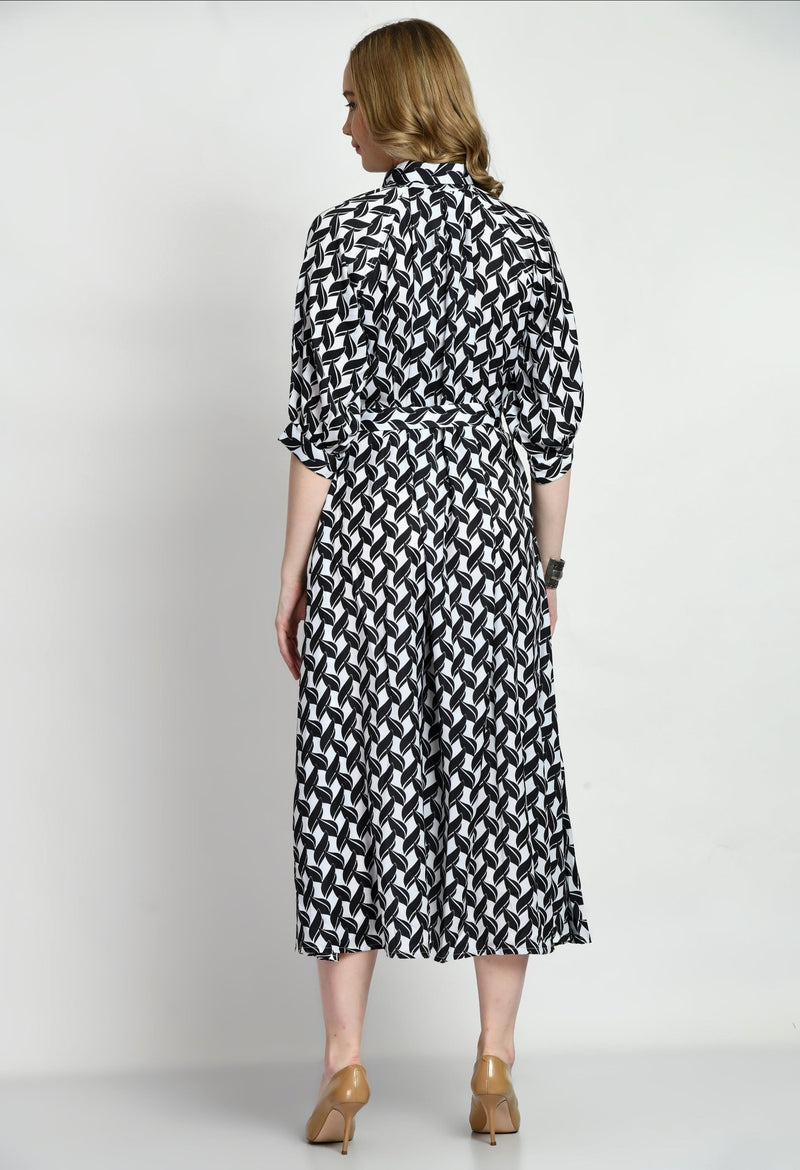 Black & White Satin Dress - Navvi.in
