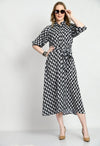 Black & White Satin Dress - Navvi.in