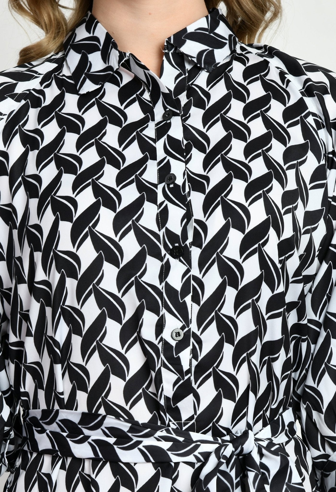 Black & White Satin Dress - Navvi.in