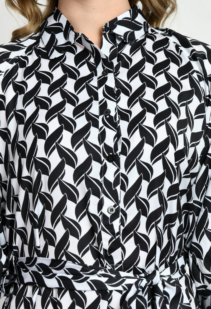 Black & White Satin Dress - Navvi.in