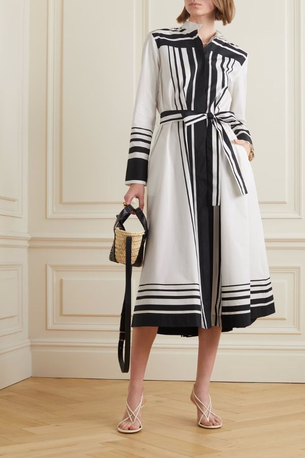 Black & White Stripes Dress - Navvi.in