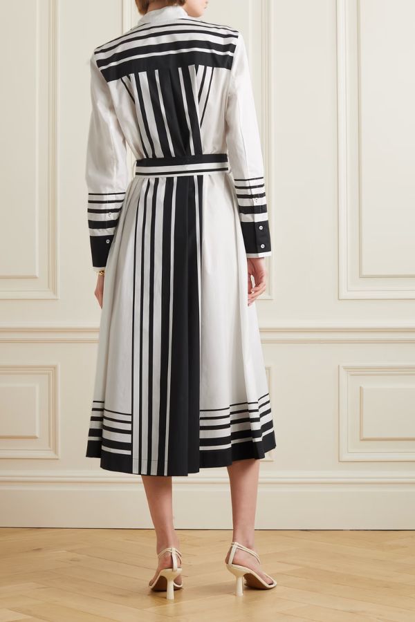 Black & White Stripes Dress - Navvi.in