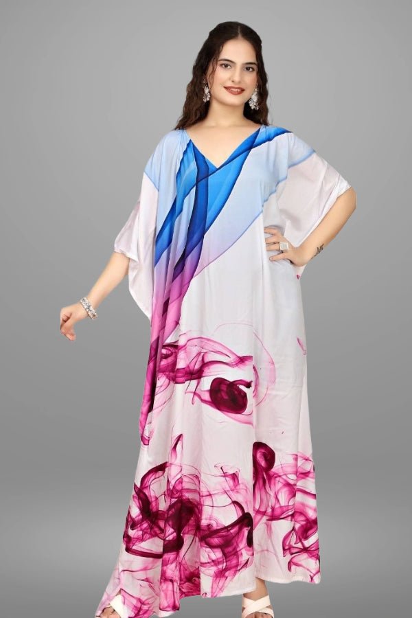 Blue and Pink Ombre Print Kaftan - Navvi.in