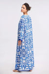 Blue and White Floral Print Maxi Dress (2 Colours) - Navvi.in
