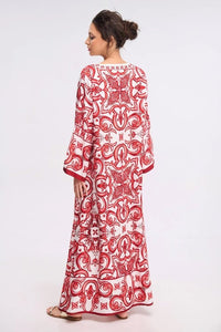 Blue and White Floral Print Maxi Dress (2 Colours) - Navvi.in