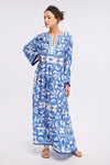 Blue and White Floral Print Maxi Dress (2 Colours) - Navvi.in
