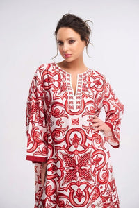 Blue and White Floral Print Maxi Dress (2 Colours) - Navvi.in