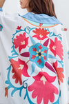Blue Aura Artistic Flower Printed Loose Shirt - Navvi.in