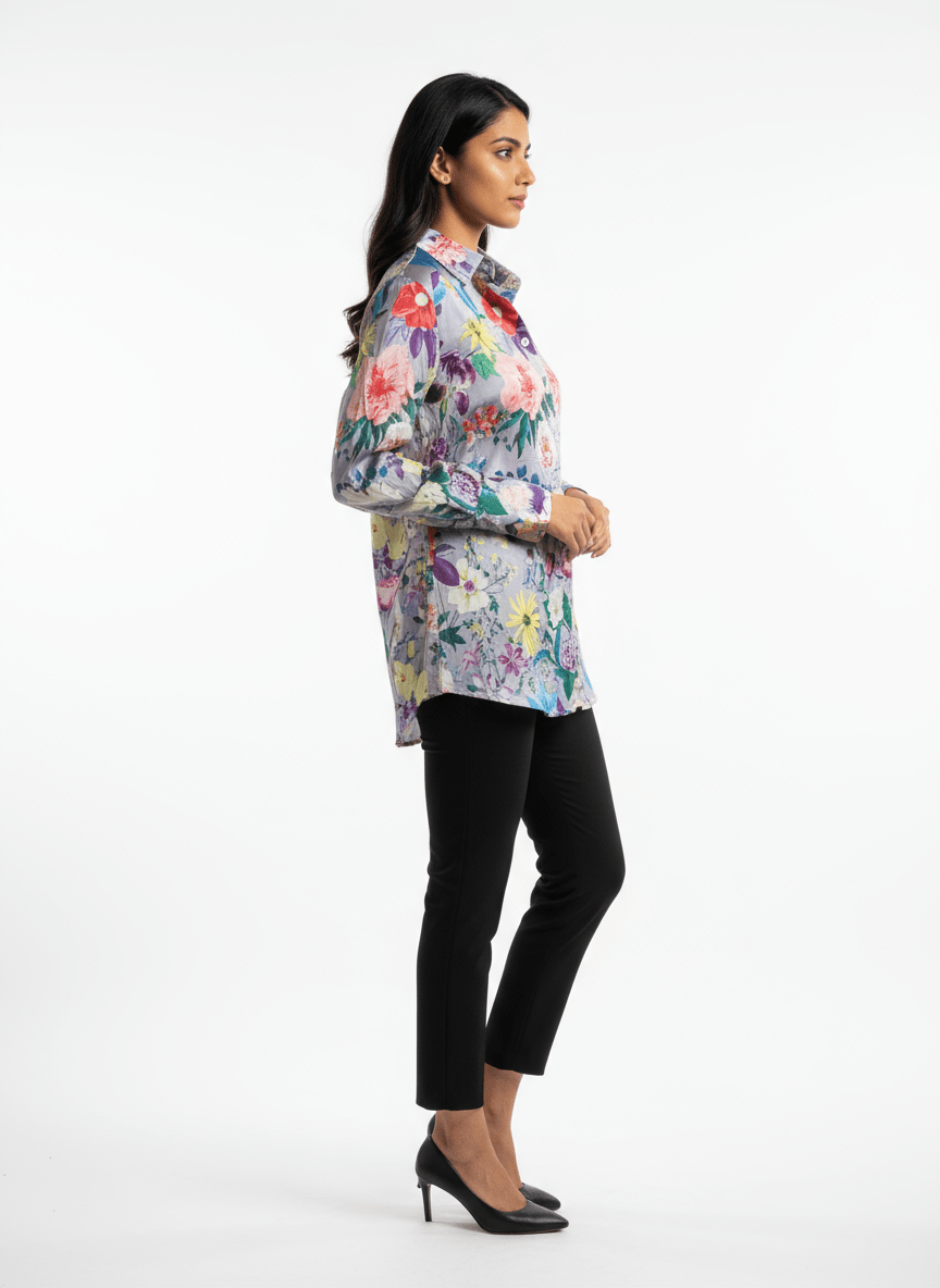 Blue Bloom Button - Down Shirt - Navvi.in
