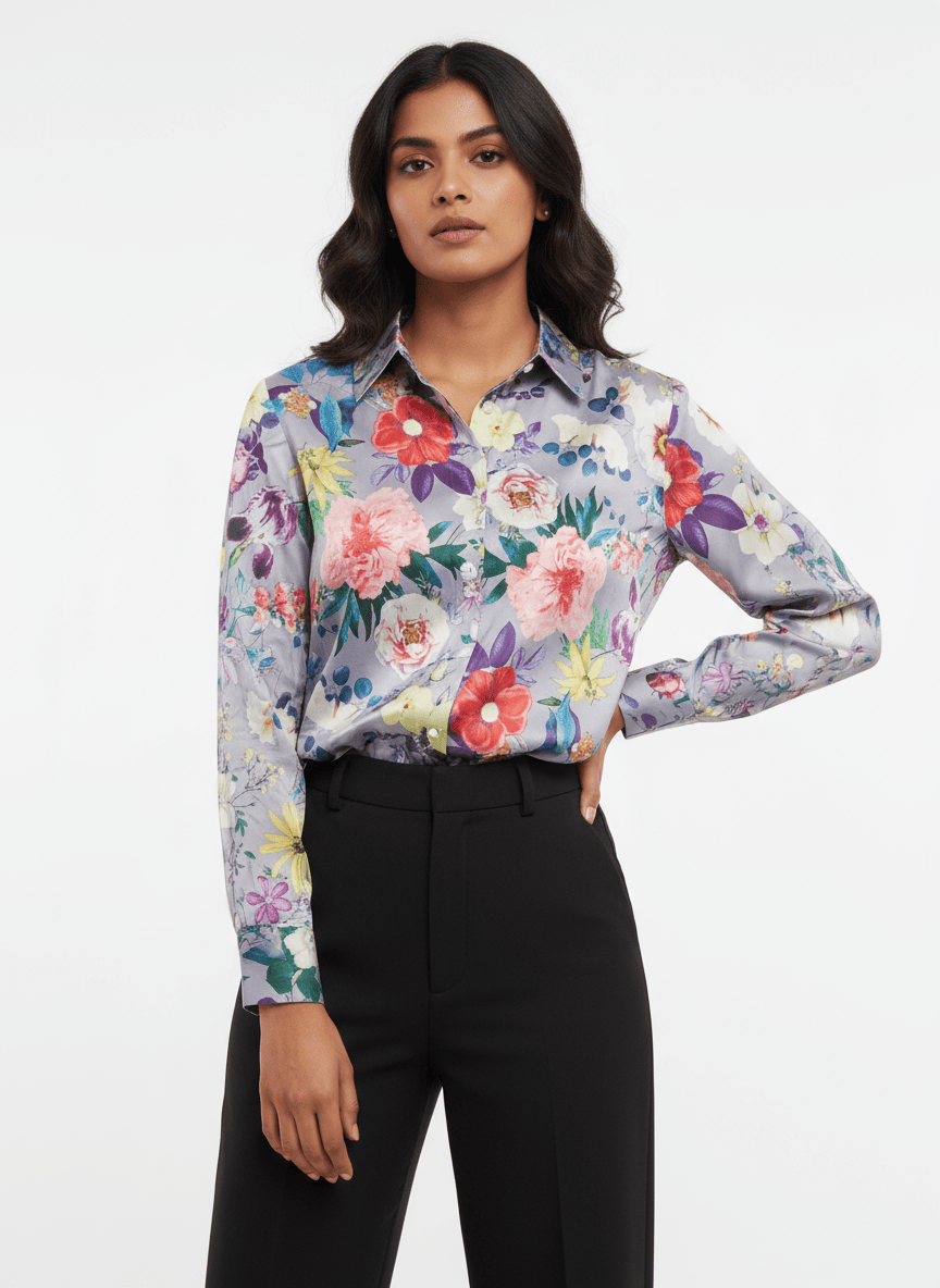 Blue Bloom Button - Down Shirt - Navvi.in
