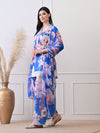 Blue Blossom Luxe Co - ord Set - Navvi.in