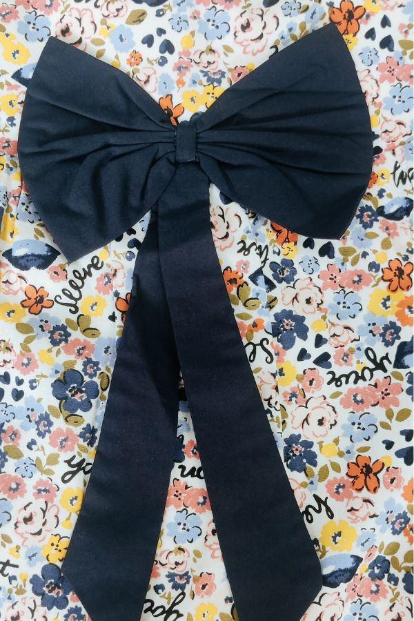 Blue Bow Summer Frock - Navvi.in