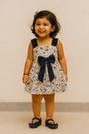 Blue Bow Summer Frock - Navvi.in