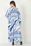 Blue Breeze Silk Crepe Kaftan - Navvi.in