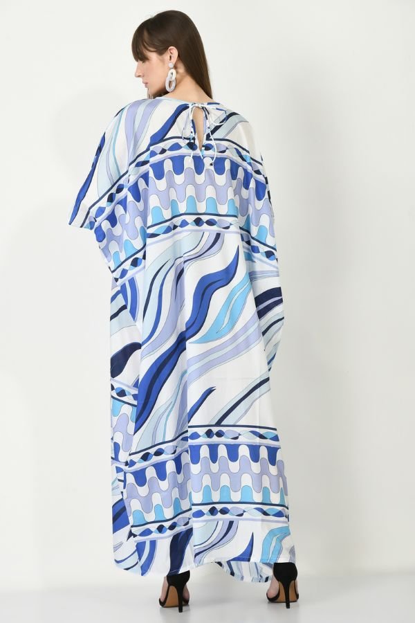 Blue Breeze Silk Crepe Kaftan - Navvi.in