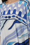 Blue Breeze Silk Crepe Kaftan - Navvi.in