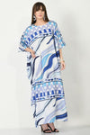 Blue Breeze Silk Crepe Kaftan - Navvi.in