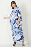 Blue Breeze Silk Crepe Kaftan - Navvi.in