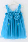 Blue Butterfly Summer Party Dress - Navvi.in