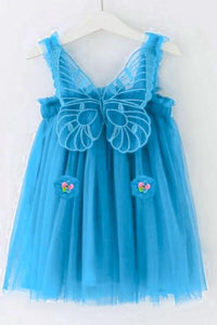 Blue Butterfly Summer Party Dress - Navvi.in