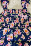 Blue Floral Print Summer Dress - Navvi.in