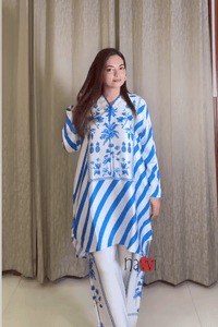 Blue Floral Printed Co - Ord Set - Navvi.in