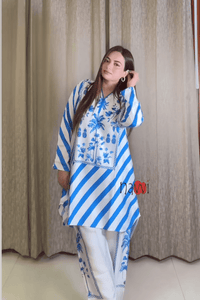 Blue Floral Printed Co - Ord Set - Navvi.in
