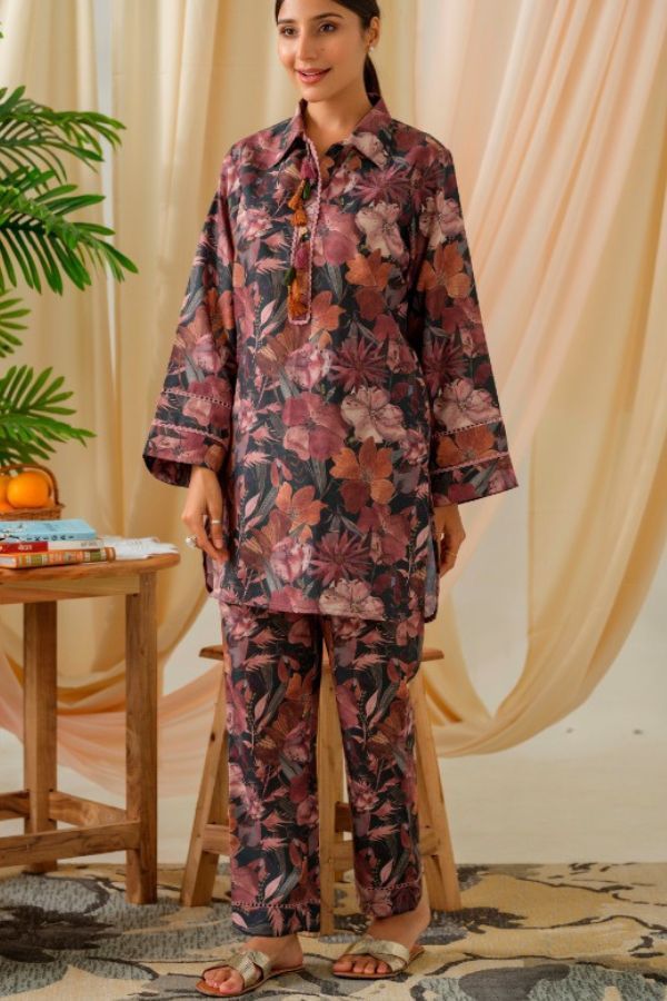 Blue Printed Floral Co - Ord Set - Navvi.in