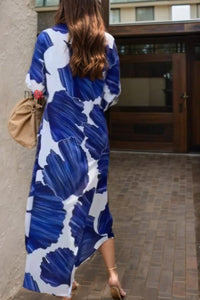 Blue & White Korean Long Shirt - Navvi.in
