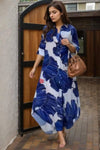 Blue & White Korean Long Shirt - Navvi.in